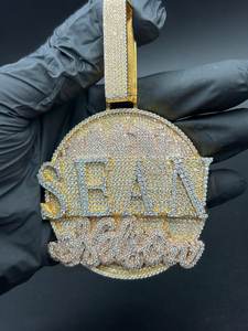 925 Sterling <b>Silver</b> Certified Luxury Mossanite Custom Letter Iced Hip Hop <b>Initial</b> Two Tone Circle <b>Pendant</b> Birthday Gift - Product Image 5