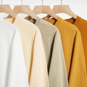 Camiseta de Manga Corta con Cuello Redondo para Hombre, 100% Algodón, Tejido de Punto, Color Sólido, Corte Regular Informal, Blanco, Beige, Oliva, Mostaza, Naranja - Product Image 1