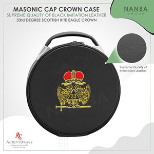Masonic Scottish Rite 33 Degree Double Eagles Crown Cap Case Black, Freemason <b>Hat</b> Carrying <b>Box</b> - Product Image 4