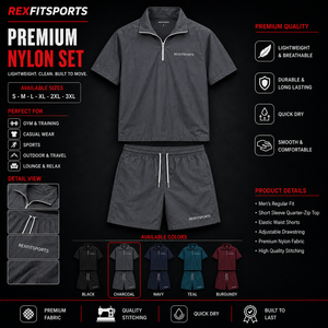 Conjunto Deportivo REXFIT 2026, Chaqueta y Pantalones Cortos de Nailon Personalizados, Unisex, Ligeros, Cortavientos, Dos Piezas, para Entrenamiento en Gimnasio y Actividades al Aire Libre - Product Image 1