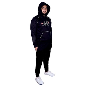 Ensembles de survêtements personnalisés avec impression en relief du logo, sweats à capuche en coton et pantalons de survêtement avec bordure réfléchissante 3M, vêtements de sport - Product Image 4