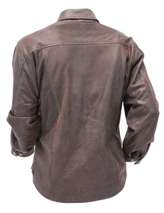 Chemise manches longues homme, vêtement en cuir marron, à la mode, décontracté - Product Image 2