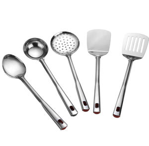 Premium Stainless Steel 7 Pieces Cooking spoon Set Elegant Round-Handled Rice Scoop <b>Soup</b> <b>Ladle</b> Kitchen tools - Product Image 5