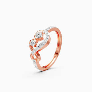 Anillo de Compromiso Clásico Romántico para Mujer en Oro Rosa de 18K con Diamantes Naturales de Corte Brillante Redondo y Banda Trenzada - Product Image 1