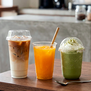 แก้วพลาสติกใสพร้อมฝาปิด ขนาด 16-22 ออนซ์ แก้วกาแฟเย็นแบบใช้แล้วทิ้ง แก้วชาทรงกลม วัสดุ PP สำหรับเครื่องดื่ม - Product Image 1