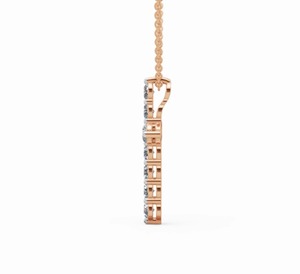 Pendentif croix en diamant de laboratoire Faithelle 1.100 carats, collier 11 pièces à diamants ronds brillants, bijoux en or jaune, rose ou blanc 9K, 14K, 18K - Product Image 4