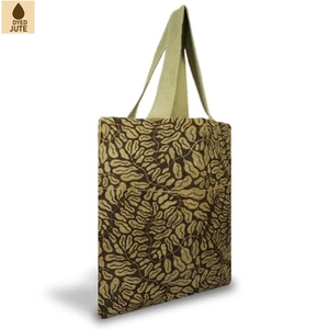 Custom Printed Jute Tote Bag <b>Leaf</b> Pattern Eco Friendly Reusable Promotional Shopping Bag 38x42 cm Custom Logo Wholesale Supplier - Product Image 2