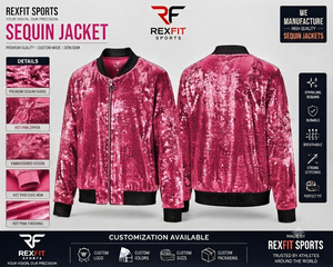 Custom Sequin Jacket Bomber Jacket Velvet Track <b>Top</b> Sparkling <b>Feather</b> Pattern Winter Outerwear OEM ODM - Product Image 5
