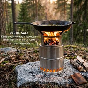 Poêle à bois de camping portable en acier inoxydable - Product Image 1