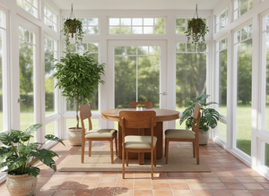 Juego de Mesa de Centro Redonda Moderna con 4 Sillas, Madera de Fresno Maciza y Chapa de MDF, Duradera y Fácil de Limpiar - Product Image 6