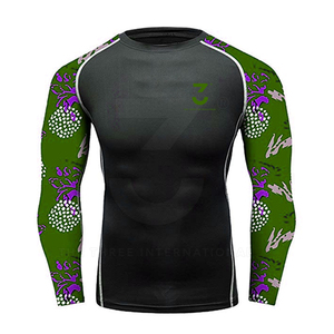 High Quality Heat-Transfer Printed <b>Men's</b> Rash Guards Quick Dry Spandex/Polyester <b>Compression</b> Top Comfortable Fit - Product Image 2