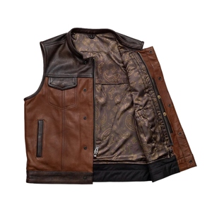 Chaleco de Motociclista Unisex de Cuero Genuino, Chaleco de Motocicleta Vintage de Piel de Vaca, Chaqueta sin Mangas Transpirable e Impermeable para Invierno, Personalizable - Product Image 2