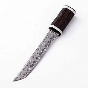 Couteau utilitaire de précision artisanal en acier Damas Raindrop avec manche en bois d'ébène foncé, outil de artisanat - Product Image 5