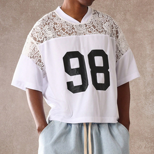 Premium White Mesh Lace Jersey <b>TShirt</b> for Men Women Oversized Streetwear Fashion Sports Inspired Number Print Graphic Breathable - Product Image 6
