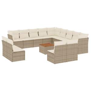 Conjunto de Sofás de Jardín Beige, Muebles de Ratán para Exteriores con Cojines de Espuma de Alta Densidad, Diseño Contemporáneo, Duradero para Uso en Patio - Product Image 4
