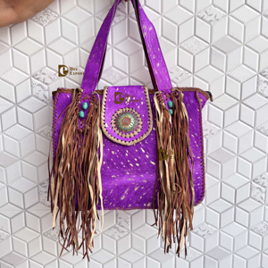 Nouveau Design Femmes Véritable Peau de Vache Métallique Fourrure Cuir Frange Sac À Main Élégant Sac À Main Étanche Fermeture À Glissière Fermeture à Pression jusqu'à 1L Capacité - Product Image 1