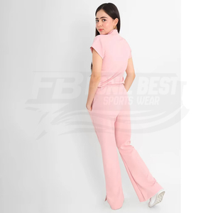 Blusa de Trabajo Rosa para Mujer con Cierre Frontal, Uniforme de Hospital de Algodón y Poliéster Tejido, Diseño Personalizado - Product Image 4