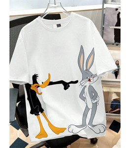 เสื้อยืดลายการ์ตูนอะนิเมะสำหรับผู้ชาย เสื้อยืดผ้าฝ้ายสีขาวพิมพ์ลายตัวการ์ตูนสุดเท่ เสื้อสตรีทแวร์แขนสั้นลำลอง - Product Image 1