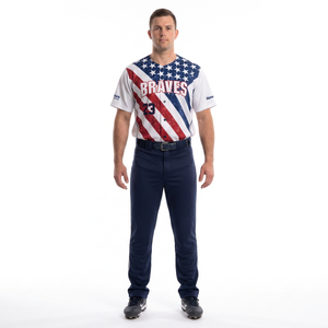 Uniforme Deportivo Personalizado Sublimado 100% Poliéster para Hombre, Uniforme Patriótico de Béisbol con Nombre del Jugador, Fabricante OEM - Product Image 1