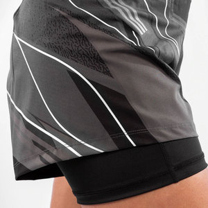 Shorts de sport pour homme à taille haute, imprimé géométrique, séchage rapide, avec empiècements et taille élastique - Product Image 2