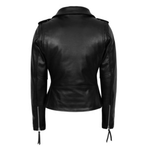 High Quality ODM OEM Customized Ladies Genuine Cowhide Leather Moto <b>Jacket</b> Brando Style <b>Slim</b> <b>Fit</b> Thick Leather Private Label - Product Image 5