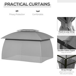 10 'x 13' baldacchino del Gazebo del Patio, doppio tetto ventilato, struttura in acciaio, pareti laterali della tenda, riparo all'aperto del parasole per il giardino, prato, B - Product Image 3