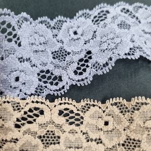 Tissu en dentelle florale rose 3,5 cm avec bordure festonnée picotée extensible et légère pour la décoration de lingerie et de vêtements - Product Image 3