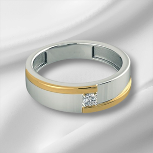Luxury 925 Sterling Silver Two Tone <b>Gold</b> Diamond <b>Ring</b> for Men Women Unisex Couple Band Jewelry - Product Image 2
