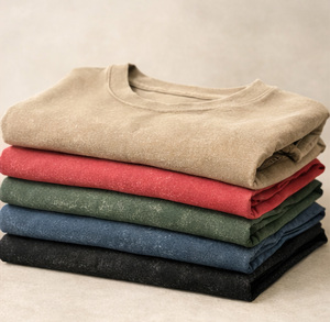 Wholesale Heavyweight <b>Acid</b> Washed Knitted 100% Cotton 280 GSM Fully Customizable <b>Drop</b> Shoulder Streetwear Men's T-Shirts - Product Image 4