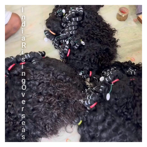 Raw Unprocessed Cuticles Aligned Natural Indian Human Hair Single Donor <b>Curly</b> Pattern Hair <b>Extensions</b> Direct From Factory - Product Image 1