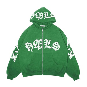 Sudadera con capucha y cremallera para hombre, chaqueta deportiva de gran tamaño de manga larga con estampado de letras góticas y punk para estudiantes, sudadera de invierno sólida para mujer - Product Image 1