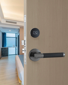 Serrure de porte d'hôtel intelligente noire à entrée par carte, électronique et numérique, pour la sécurité des clients, directement de l'usine - Product Image 1