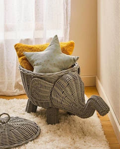 El diseño más hermoso: una cesta de almacenamiento de juguetes con forma de elefante para bebés, una cesta de almacenamiento para bebés hecha de ratán natural tejido. - Product Image 2