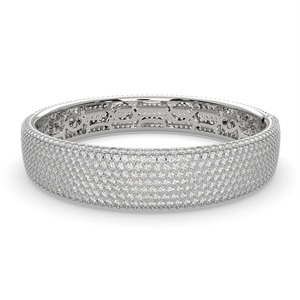 Brazalete de Oro Blanco de 18K con Diamantes Cultivados en Laboratorio |    Brazalete articulado con 5 filas de diamantes redondos de talla brillante |   Certificado por IGI - Product Image 1