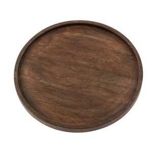 Eco friendly mango wood round serving <b>tray</b> perfect for fruits desserts <b>snacks</b> modern kitchen dining table accessory - Product Image 3