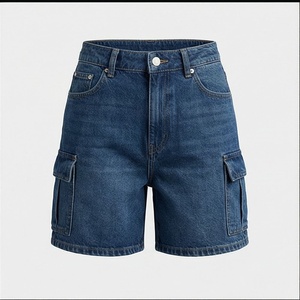 Shorts en jean vintage pour femme, taille haute, déchirés, coupe droite, délavés, coupe classique, décontracté, streetwear, vêtements de mode - Product Image 1
