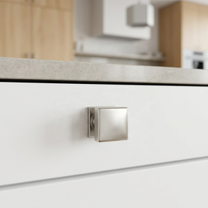 Poignée de meuble carrée en laiton tendance, design traditionnel, quincaillerie de mobilier durable, nickel satiné, pour tiroir, cuisine, maison, bureau - Product Image 6