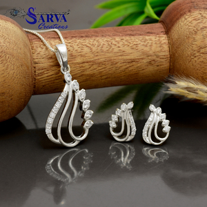 Ensemble de bijoux en argent 925, collier et boucles d'oreilles, géométrique, minimaliste, pour femmes, à porter au quotidien - Product Image 2