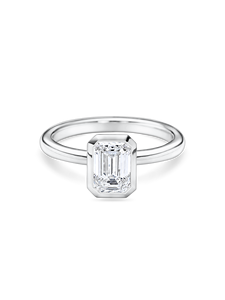 Bague de fiançailles contemporaine à taille émeraude avec diamant de laboratoire de 1+ carat |   Or jaune, blanc, rose et platine 18 carats - Product Image 3