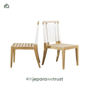 เก้าอี้รับประทานอาหารกลางแจ้งไม้สักธรรมชาติทันสมัย พร้อมเชือกและเบาะรองนั่ง สำหรับใช้ในโรงแรม วิลล่า ห้องนั่งเล่น ผลิตในอินโดนีเซีย - Product Image 1