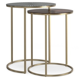 Studio <b>Table</b> Modern Nesting Coffee <b>Tables</b> Set Of 2 Metal Frame Tempered Glass Top Living Room Furniture Minimalist - Product Image 4