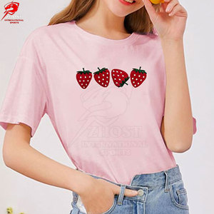 T-shirts en coton doux brodés pour femmes, décontractés et superposés, pour impression de logo personnalisé, OEM disponible - Product Image 2