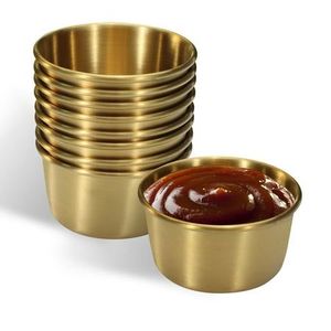Brass Round <b>Sauce</b> Pans Minimalist Design Polished Finish Easy Clean No Cover Jam Pans Set of 6 - Product Image 1