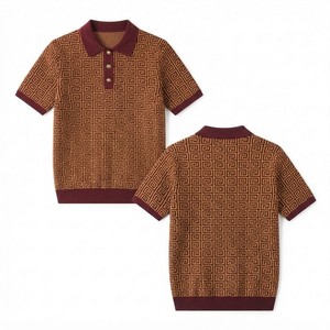 Pull en tricot pour femme, manches courtes, col rabattu, boutonné, couleur unie, pull décontracté, 100% acrylique, vêtements d'automne - Product Image 4