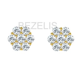 Pendientes minimalistas modernos con diamantes ecológicos cultivados en laboratorio, elaborados con oro amarillo de 14k, ideales para la noche, para mujeres. - Product Image 3