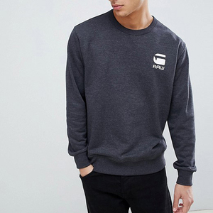 เสื้อสเวตเชิ้ตคอกลมสีเทาเข้มสำหรับผู้ชาย ทรงปกติ ผ้าฝ้ายเฟรนช์เทอร์รี่ สวมหัว พิมพ์ลายโลโก้ที่แขนซ้าย สไตล์ลำลองสำหรับฤดูใบไม้ร่วง - Product Image 1