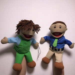 Marionnette en peluche personnalisée pour garçon avec salopette verte et chemise bleue, 11CM-30CM, matériau super doux, pour les enfants de 3 ans et plus, unisexe - Product Image 5