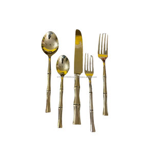Juego de Cubiertos de Bambú Clásico, Latón Macizo Puro, Hecho a Mano por Artesanos Indios, Utensilios de Cocina Ecológicos y Sostenibles - Product Image 2