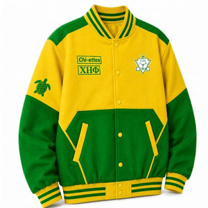 Chi Eta Phi Sorority Varsity Jacket Green & Yellow Greek Letterman Bomber College Style Patch Embroidery Women's Jacket - Product Image 5