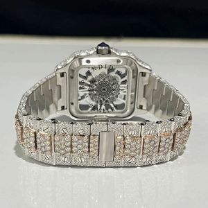 Splendide montre de luxe pour femme avec diamants, boîtier carré en acier inoxydable, mouvement à quartz analogique, fermoir déployant, 39 mm - Product Image 6